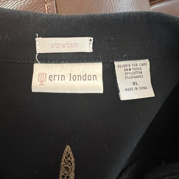 🔥🔥Jean Jacket Size XL Erin London Black Boho Embellished Embroidery - Picture 3 of 3